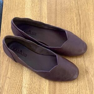 Milan Leather scallop flats dark brown